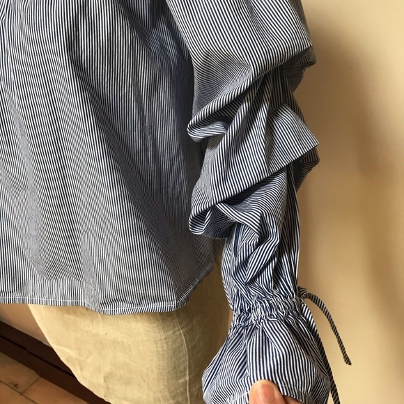 Rebecca Minkoff Off the Shoulder Ruffle Top Blue S - Picture 8 of 8